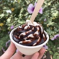 Vegan Vanilla Soft Serve with Chocolate Sauce at Curbside Creamery in Oakland