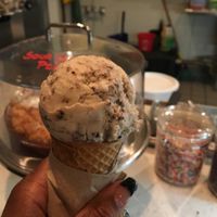 vegan Cookies n Cream on a sugar cone at Curbside Creamery in Oakland