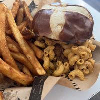 Mac and cheese chicken sandwich   at Homegrown Smoker in Portland