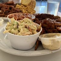 Combo plate with the best vegan bbq  at Homegrown Smoker in Portland