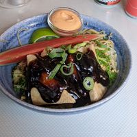 Rice noodle salad with ginger tofu at Blackbird in Gothenburg