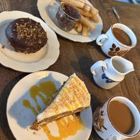 Carrot cake, churros and donut  at Blackbird in Gothenburg