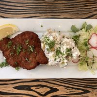Tofu schnitzel and potato salad  at Blackbird in Gothenburg