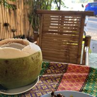 Fresh coconut  at Vegan Khunnay in Koh Samui