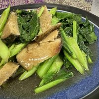 Kale with “fish"  at Vegan Khunnay in Koh Samui