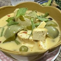 Green curry (great)  at Vegan Khunnay in Koh Samui