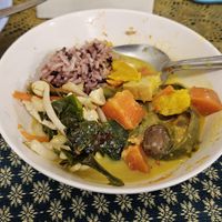 Curry, Rice, vegetables   at Vegan Khunnay in Koh Samui