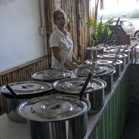 Buffet spread at Vegan Khunnay in Koh Samui