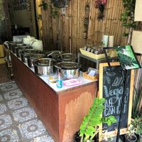 Buffet line at Vegan Khunnay in Koh Samui