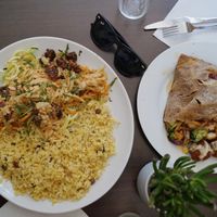 Super yummy Vietnamese salad with basmati rice and a wrap with veggies and falafels  at Invita Fresh Food in Toulouse