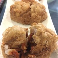 Fried taro dumplings with vegan BBQ meat filling  at Nature's Vegetarian 天然素食馆 - Bangsar Baru in Kuala Lumpur