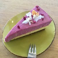 Raw vegan cheesecake Raspberry and Passion fruit  at Sprout Wholefood Cafe and Grocer in Naremburn