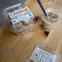 some snackies and lavender oat milk latte 👸  at Oryana Natural Foods Market in Traverse City