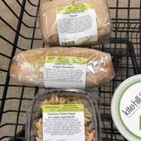 Peanut tofu wrap, spicy dill tofu sandwich, and rainbow pasta salad at Oryana Natural Foods Market in Traverse City