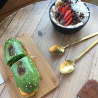 Choc mint bowl and tomato n cheese toastie at Love Your Soul in Parkdale