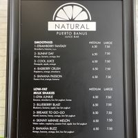 Menu #1 at Natural Juice Bar in Marbella