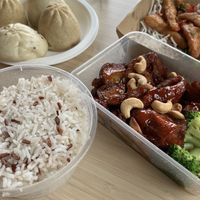 Kalamari and BBQ pork for delivery  at Green Gourmet in St Leonards