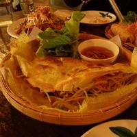 Banh Mi Caphe, vegan savoury pancake stuffed with sprouts and sauteed mushrooms at Banh Mi Caphe in Hamilton