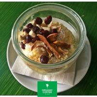 Vegan millet breakfast porridge at Organic Coffee Stare Miasto in Warsaw