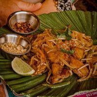 Pad thai with vegan 'chicken' at Thaikhun in Cambridge