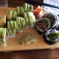 Sweet pie roll & tempeh/mushroom/asparagus roll  at Heiwa Shokudo in Asheville