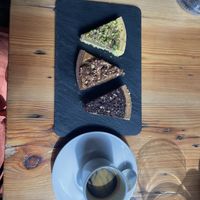 Pistachio, caramel and chocolate cakes  at A Factoria Verde in A Coruna