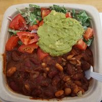 Combo 1 of Avocado salad + Bean chili at Plant Wise in Dix Hills