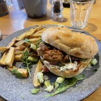 KFV burger- fried tofu! Amazing!   at Wild Thyme Cafe in Bright