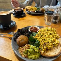Big breakfast made vegan  at Wild Thyme Cafe in Bright