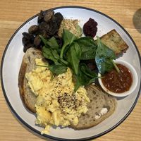 Big breakfast with scrambled eggs (vegan option available with scrambled tofu)  at Wild Thyme Cafe in Bright