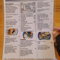 Food menu April 2024 at Wild Thyme Cafe in Bright