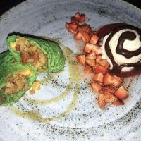 Goji berry filled crepe w/ vanilla ice cream  at Moksa in Ubud