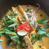 Delicious vegan Laksa  at Moksa in Ubud
