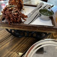 Onion Bhajis getting the royal treatment they deserve   at Mukka in Fitzroy