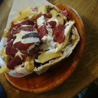 Chip butty with falafel. So tasty and a great price! at The Gourmet Offensive in Galway