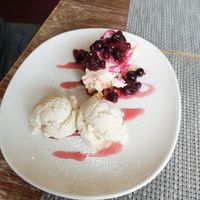 Cheesecake and icecream at The Black Horse in Endon