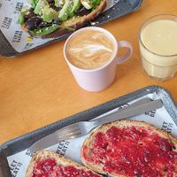 Sourdough with jam, and sourdough with portebello and avocado at Sweet Beat Cafe in Sligo