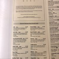 Starter menu at Sagar Vegan & Vegetarian Restaurant - Harrow in North West London