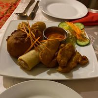 Very delicious vegan starter plate with fried tofu and vegetables! at Namaste Nepal in Chemnitz