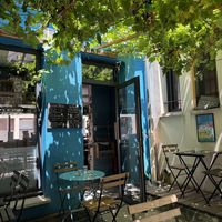 Part of the outdoor area.  at Le Cafe Velo in Grenoble