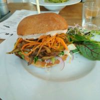 jackfruit burger at Pastva in Prague
