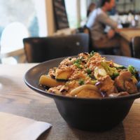 udon noodles with tofu  at Pastva in Prague