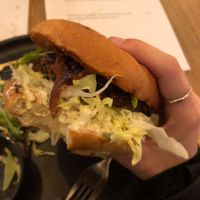 Lentil burger at Pastva in Prague