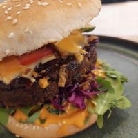 Soy Burger at Pastva in Prague