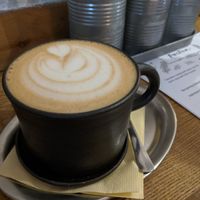 Chai latte made with oatmilk. at Pastva in Prague