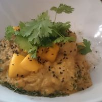 Kikkererwt Pindaboter curry met Basmatirijst at Markies de Salade in Deurle