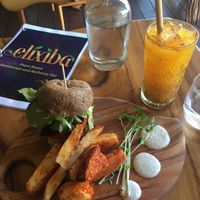 Hemp Burger & Turmeric Tonic at Elixiba in Maroochydore