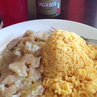 yellow rice and cabbage at Island Krave in Norfolk