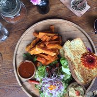 burger with gluten free bread!  at Pels Supershop in Tibubeneng