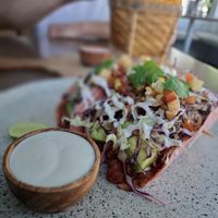 Jackfruit tacos at Pels Supershop in Tibubeneng